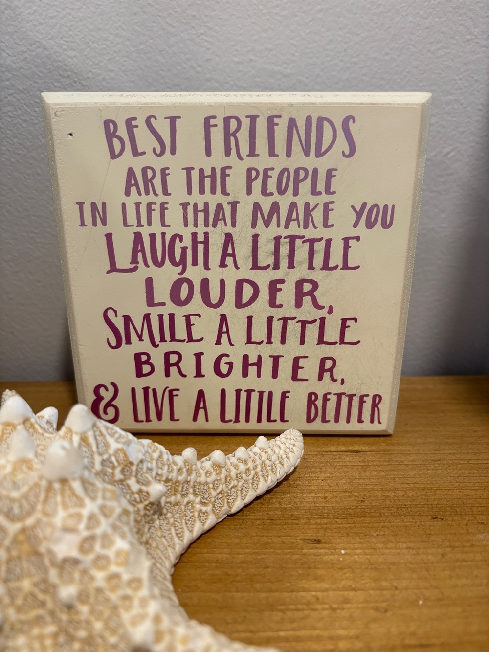 Primitives by Kathy Cream Plaque with Purple Text - Best Friends Quote